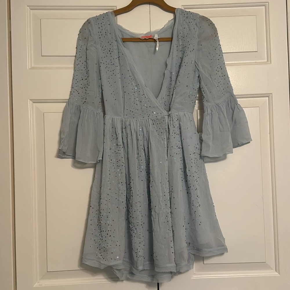 Free people light blue sequin winter solstice dress